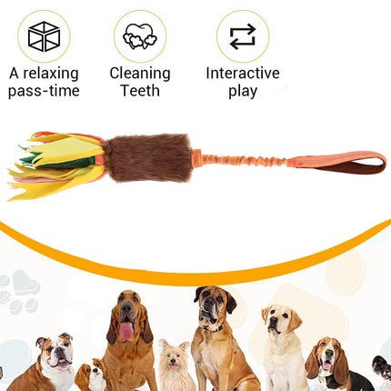 Dog Tug Rope Toy Bungee Molar Chew with Fleece Handle Interactive for Pet Play
