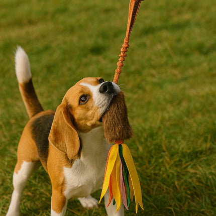 Dog Tug Rope Toy Bungee Molar Chew with Fleece Handle Interactive for Pet Play
