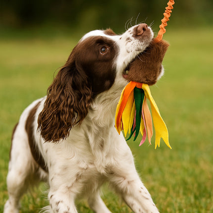 Dog Tug Rope Toy Bungee Molar Chew with Fleece Handle Interactive for Pet Play