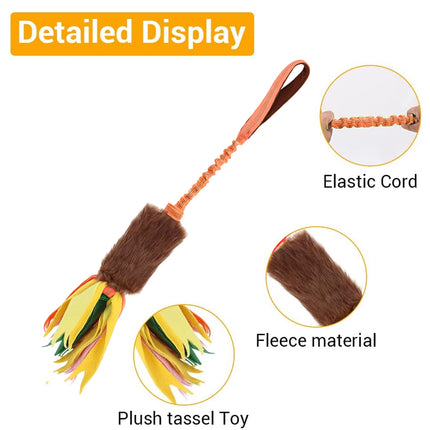 Dog Tug Rope Toy Bungee Molar Chew with Fleece Handle Interactive for Pet Play