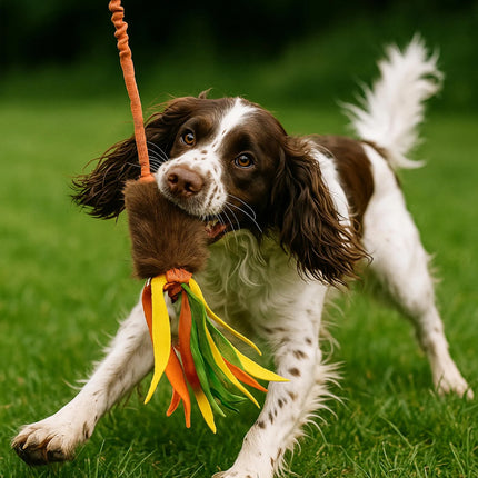 Dog Tug Rope Toy Bungee Molar Chew with Fleece Handle Interactive for Pet Play