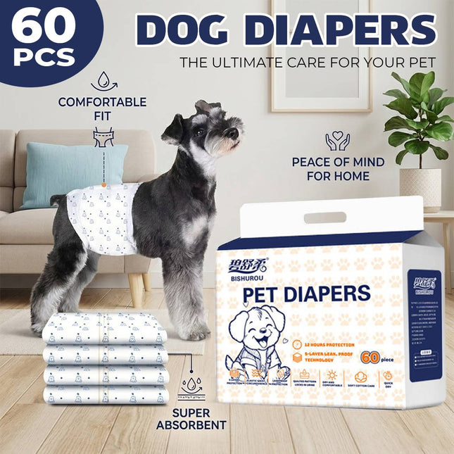 Disposable Male Dog Diapers Belly Band Wrap Leak Proof 60 Pack S M L