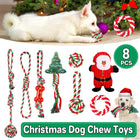 8PCS Christmas Pet Cotton Rope Toy Set Dog Bite Resistant Teeth Grinding Toys