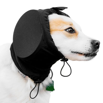 Black Adjustable Dog Ear Muffs Noise Reducing Pet Headwrap Protective Ear Cover