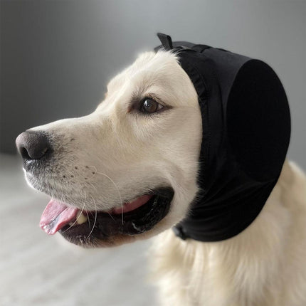 Black Adjustable Dog Ear Muffs Noise Reducing Pet Headwrap Protective Ear Cover