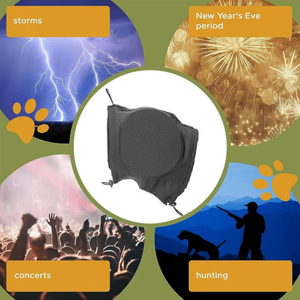 Black Adjustable Dog Ear Muffs Noise Reducing Pet Headwrap Protective Ear Cover