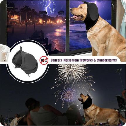 Black Adjustable Dog Ear Muffs Noise Reducing Pet Headwrap Protective Ear Cover