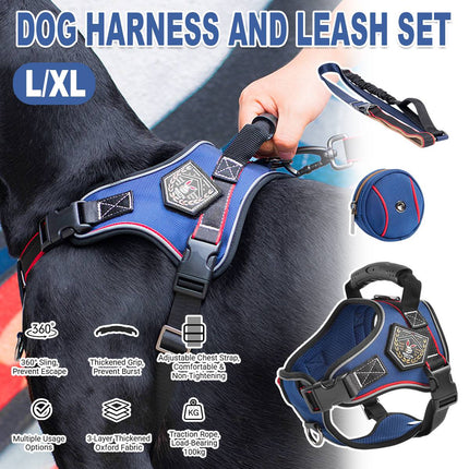 No-Pull Dog Harness and Bungee Leash Set - Padded Vest for Medium Large Dogs