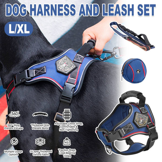 No-Pull Dog Harness and Bungee Leash Set - Padded Vest for Medium Large Dogs