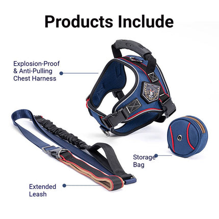 No-Pull Dog Harness and Bungee Leash Set - Padded Vest for Medium Large Dogs