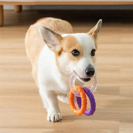 Interactive Dog Toys TRP Rubber Ring Teething Pet Rally Ring Chew Play Fetch