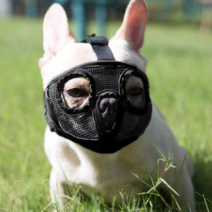 Dog Muzzle Cover Adjustable Soft Pet Mask Small Short Snout Breathable Anti Bite