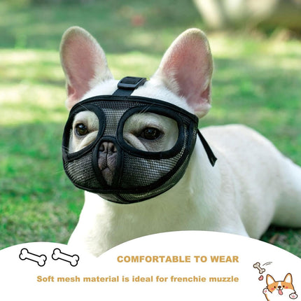 Dog Muzzle Cover Adjustable Soft Pet Mask Small Short Snout Breathable Anti Bite