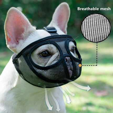 Dog Muzzle Cover Adjustable Soft Pet Mask Small Short Snout Breathable Anti Bite