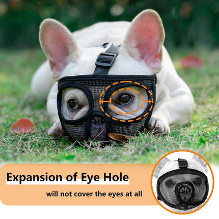 Dog Muzzle Cover Adjustable Soft Pet Mask Small Short Snout Breathable Anti Bite
