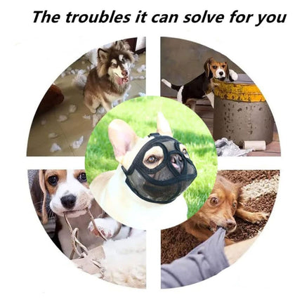 Dog Muzzle Cover Adjustable Soft Pet Mask Small Short Snout Breathable Anti Bite