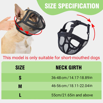 Dog Muzzle Cover Adjustable Soft Pet Mask Small Short Snout Breathable Anti Bite