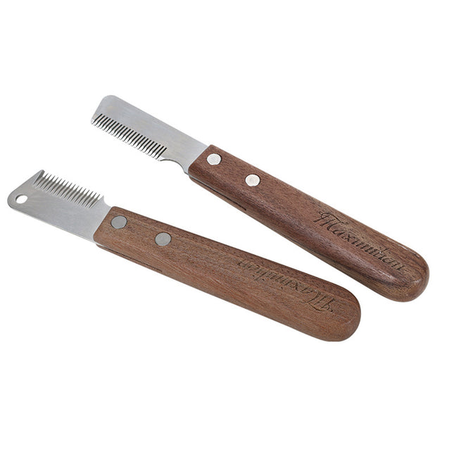 Pet Grooming Stripping Knife Stainless Steel Walnut Handle Left or Right Hand
