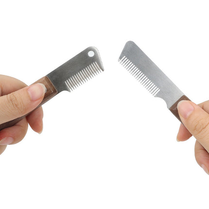 Pet Grooming Stripping Knife Stainless Steel Walnut Handle Left or Right Hand