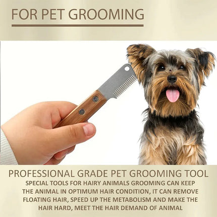 Pet Grooming Stripping Knife Stainless Steel Walnut Handle Left or Right Hand