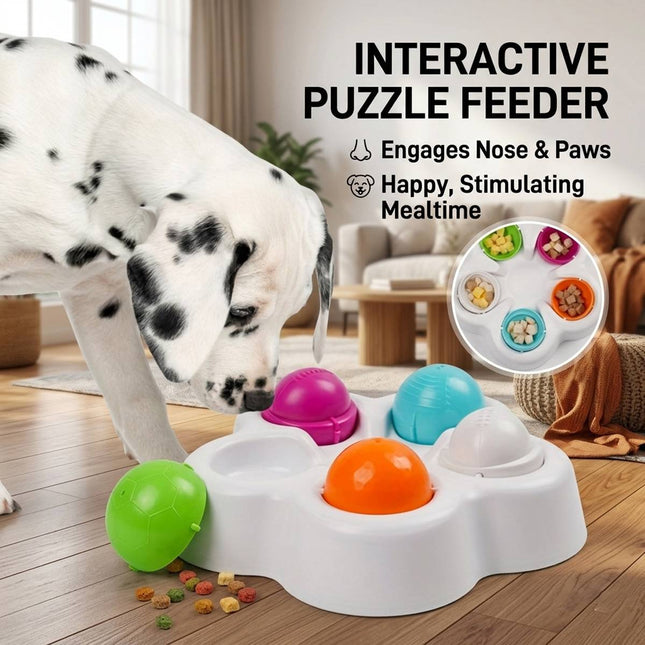 Interactive Puzzle Feeder for Dogs with Removable Lids