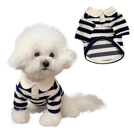 Short Sleeve Summer Striped Pet Tee Round Neck Comfortable Shirt for Dogs Cats