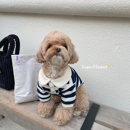 Short Sleeve Summer Striped Pet Tee Round Neck Comfortable Shirt for Dogs Cats