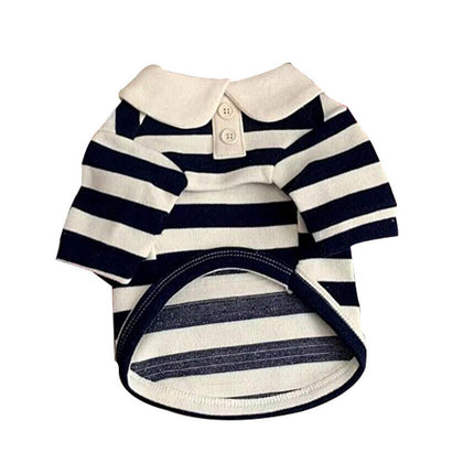 Short Sleeve Summer Striped Pet Tee Round Neck Comfortable Shirt for Dogs Cats