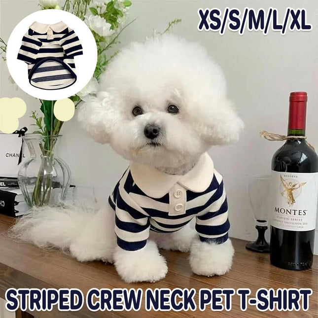 Short Sleeve Summer Striped Pet Tee Round Neck Comfortable Shirt for Dogs Cats
