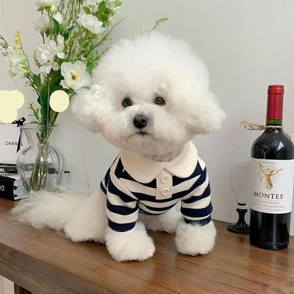 Short Sleeve Summer Striped Pet Tee Round Neck Comfortable Shirt for Dogs Cats