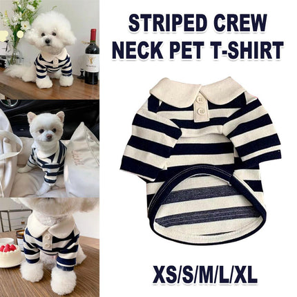 Short Sleeve Summer Striped Pet Tee Round Neck Comfortable Shirt for Dogs Cats