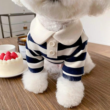 Short Sleeve Summer Striped Pet Tee Round Neck Comfortable Shirt for Dogs Cats