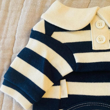 Short Sleeve Summer Striped Pet Tee Round Neck Comfortable Shirt for Dogs Cats