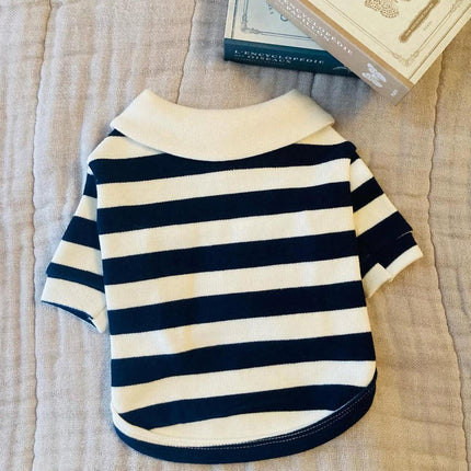 Short Sleeve Summer Striped Pet Tee Round Neck Comfortable Shirt for Dogs Cats