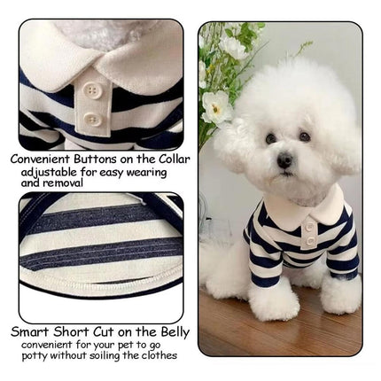 Short Sleeve Summer Striped Pet Tee Round Neck Comfortable Shirt for Dogs Cats