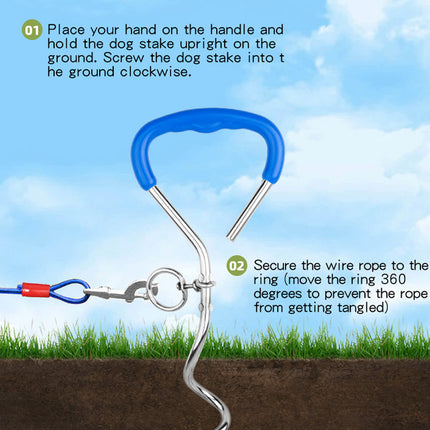 Dog Stake Suit Dog Leash Small Medium Dog Outdoor Walking Pet Fixed Stake Bolt