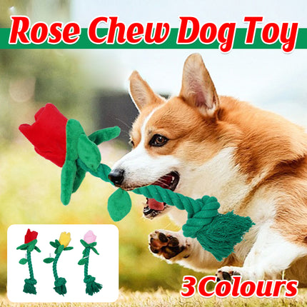 Rose Plush Dog Toy Cotton Rope Sound Paper Bite Resistant Interactive Pet Supply