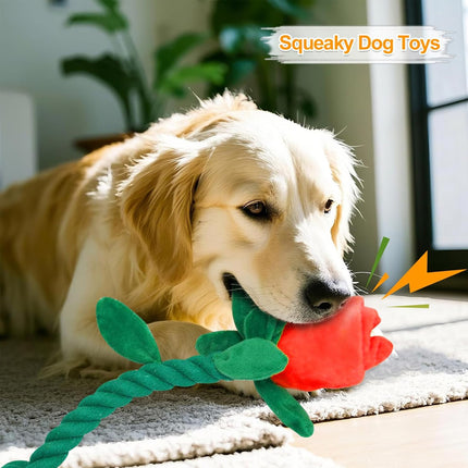 Rose Plush Dog Toy Cotton Rope Sound Paper Bite Resistant Interactive Pet Supply