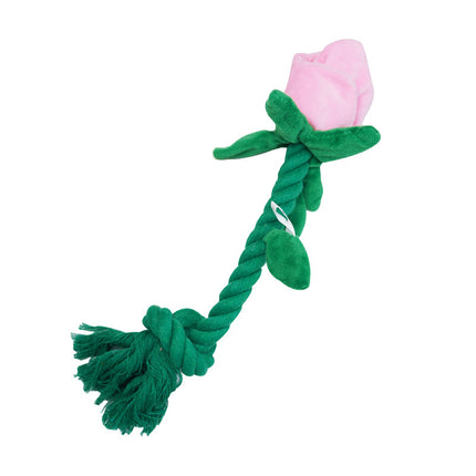 Rose Plush Dog Toy Cotton Rope Sound Paper Bite Resistant Interactive Pet Supply