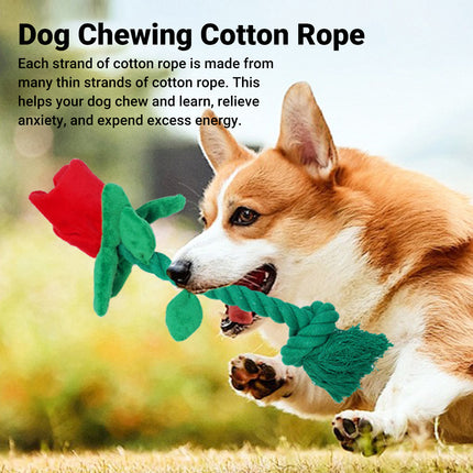 Rose Plush Dog Toy Cotton Rope Sound Paper Bite Resistant Interactive Pet Supply