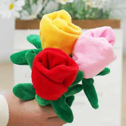 Rose Plush Dog Toy Cotton Rope Sound Paper Bite Resistant Interactive Pet Supply