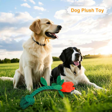 Rose Plush Dog Toy Cotton Rope Sound Paper Bite Resistant Interactive Pet Supply