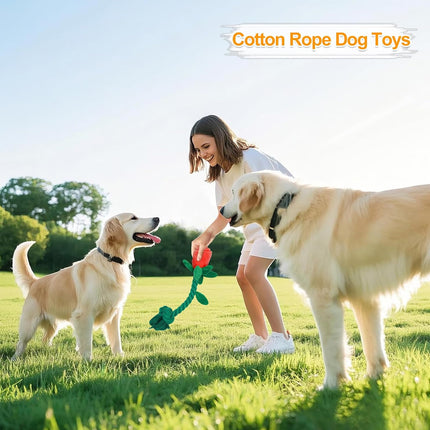 Rose Plush Dog Toy Cotton Rope Sound Paper Bite Resistant Interactive Pet Supply