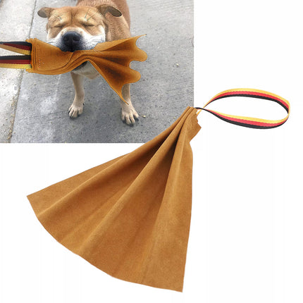 Interactive Leather Dog Tug Toy Training Rag With Handle Durable Chew Play Accessory