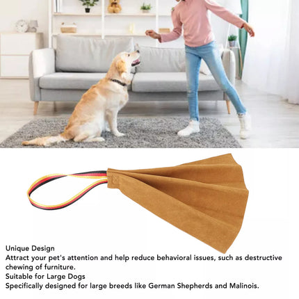 Interactive Leather Dog Tug Toy Training Rag With Handle Durable Chew Play Accessory