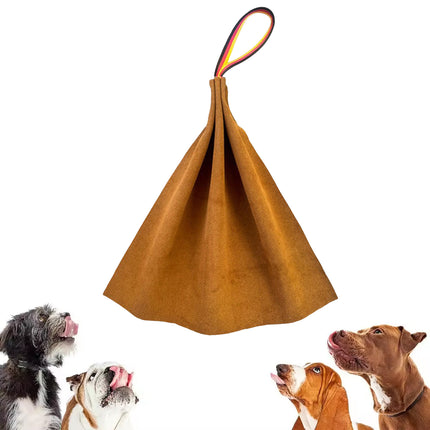 Interactive Leather Dog Tug Toy Training Rag With Handle Durable Chew Play Accessory