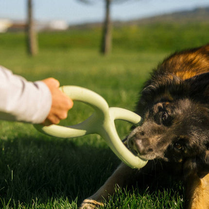 Dog Tug Toy Double Loop Rubber Pet Chew Bite Pull Toy Ergonomic 28cm