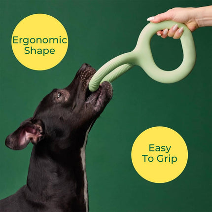 Dog Tug Toy Double Loop Rubber Pet Chew Bite Pull Toy Ergonomic 28cm