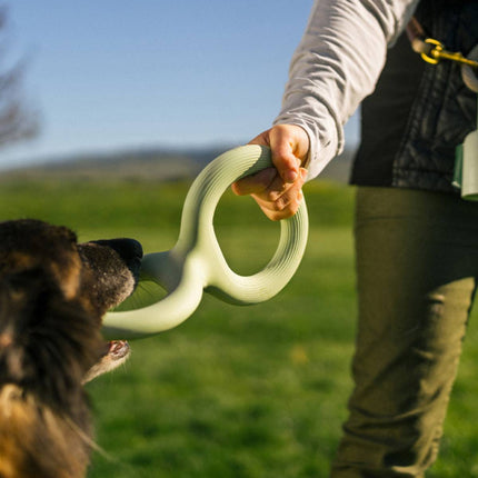 Dog Tug Toy Double Loop Rubber Pet Chew Bite Pull Toy Ergonomic 28cm
