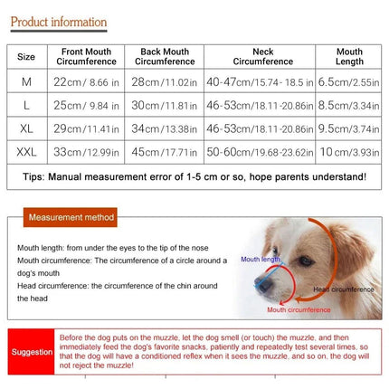 Anti Bite Anti Bark Dog Muzzle Mouthguard Adjustable for Small Medium Large Dogs